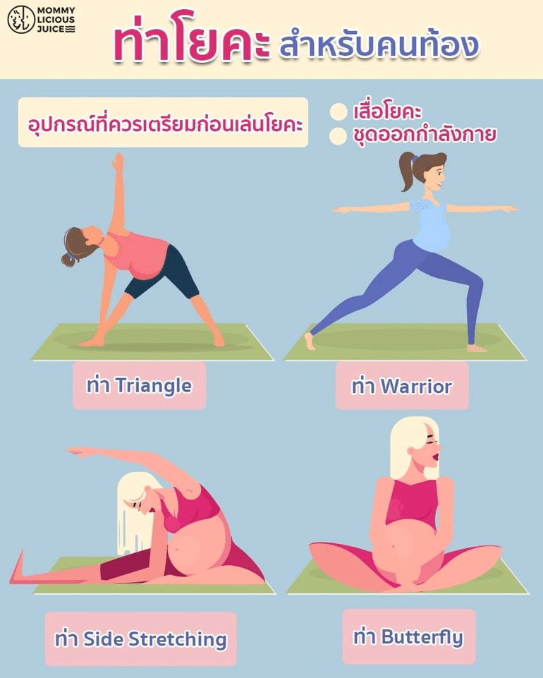 ท่าโยคะคนท้องที่ง่าย ปลอดภัย ช่วยให้คลอดง่าย (ฟรี) | Mommylicious Juice